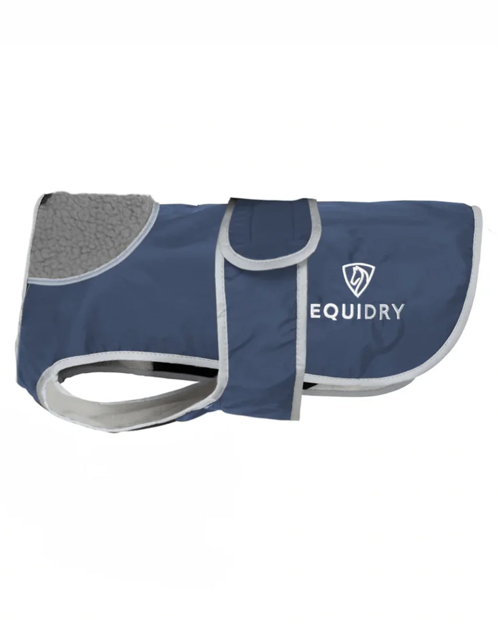 Steel Blue Grey coloured Equidry Microfibre Fleece Waterproof Dog Coat on white background