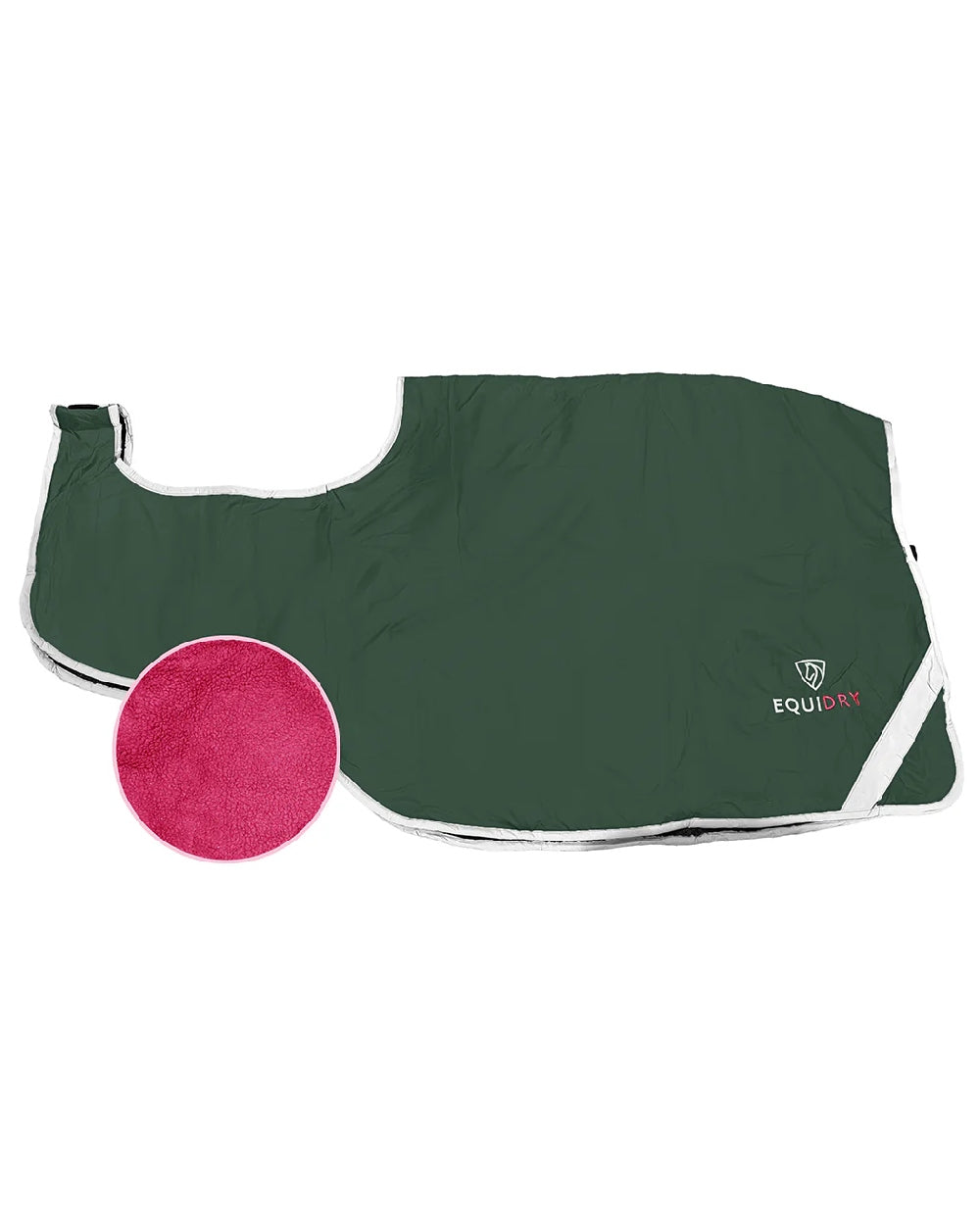 Black Forest Green Peacock Pink Coloured Equidry Waterproof Thick Fleece Lined Exercise Sheet on white background