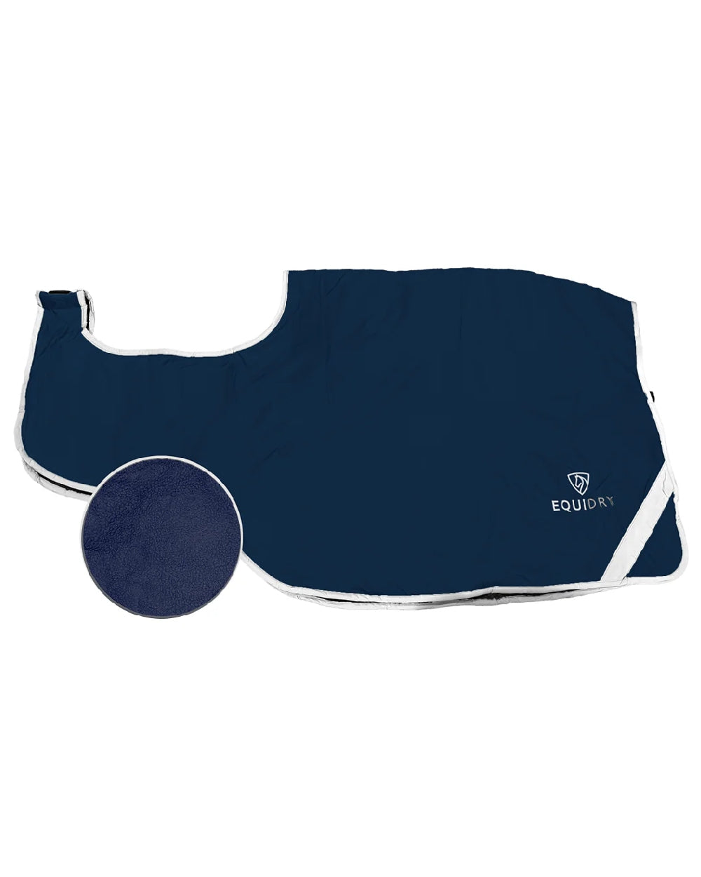 Dark Navy Coloured Equidry Waterproof Thick Fleece Lined Exercise Sheet on white background