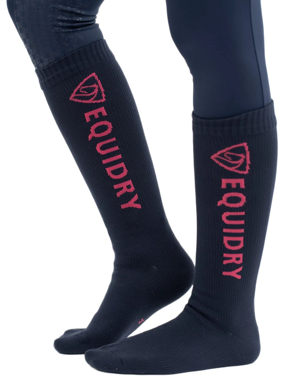Navy Raspberry coloured Equidry Waterproof Socks on white background
