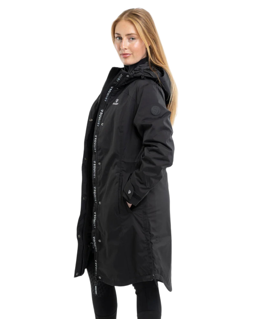 Black coloured Equidry Womens Bronte Riding Coat on white background