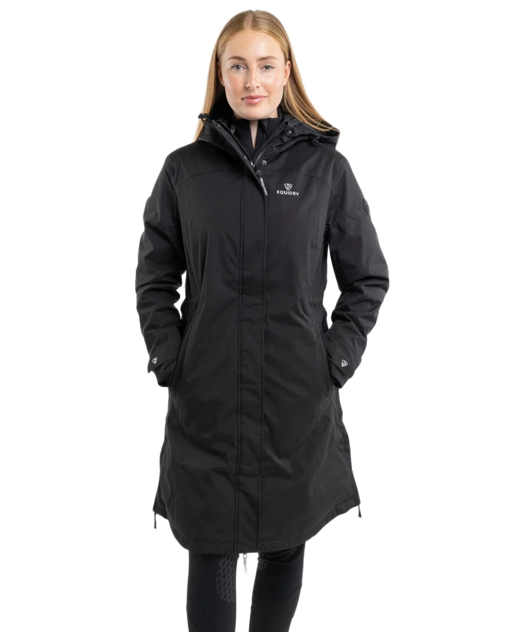 Black coloured Equidry Womens Bronte Riding Coat on white background