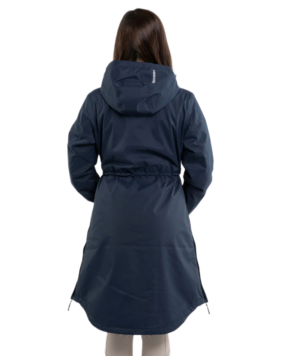 Navy coloured Equidry Womens Bronte Riding Coat on white background