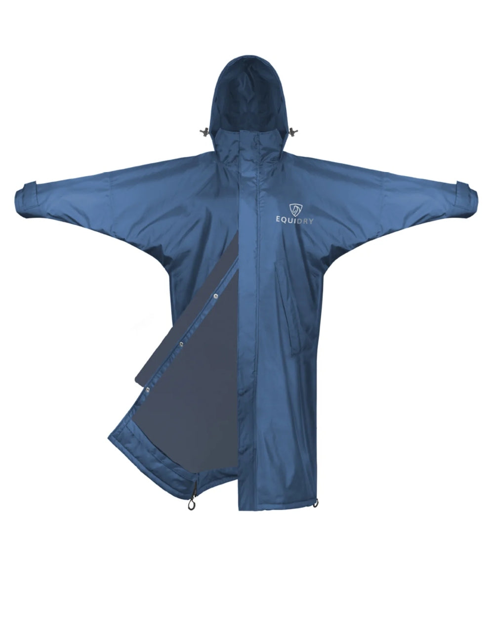 Steel Blue Charcoal coloured Equidry Womens Equimac Evolution Jacket on white background