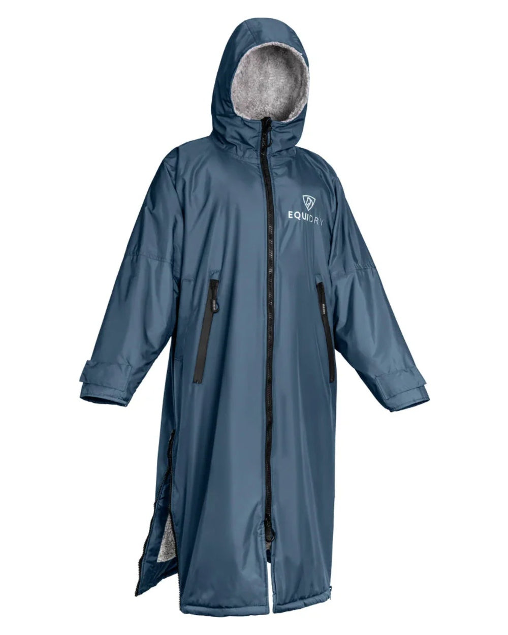 Steel Blue Grey coloured Equidry Womens Original All Rounder Waterproof Coat on white background