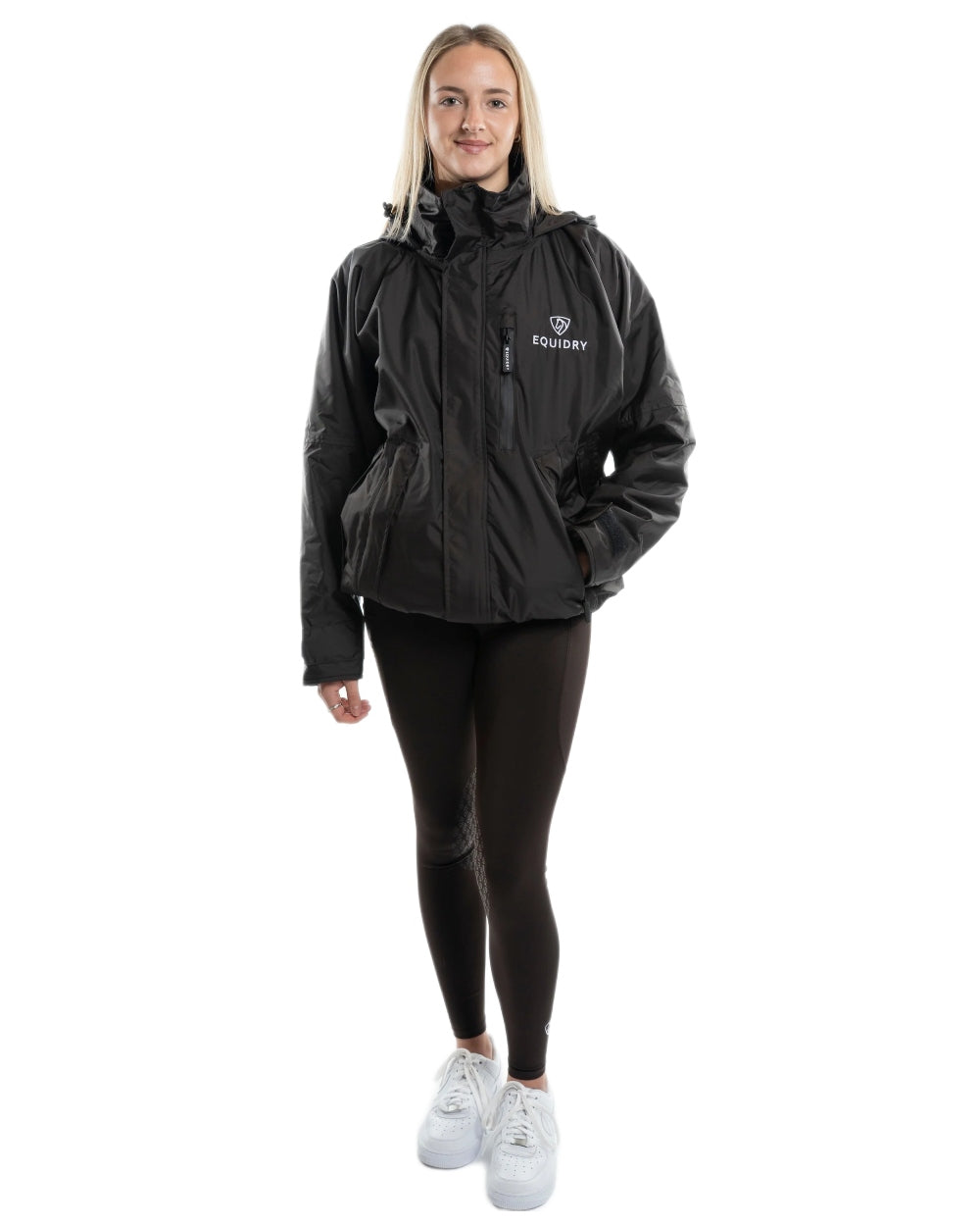 Rich Brown coloured Equidry Womens Shortie Mesh Lining Mac on white background