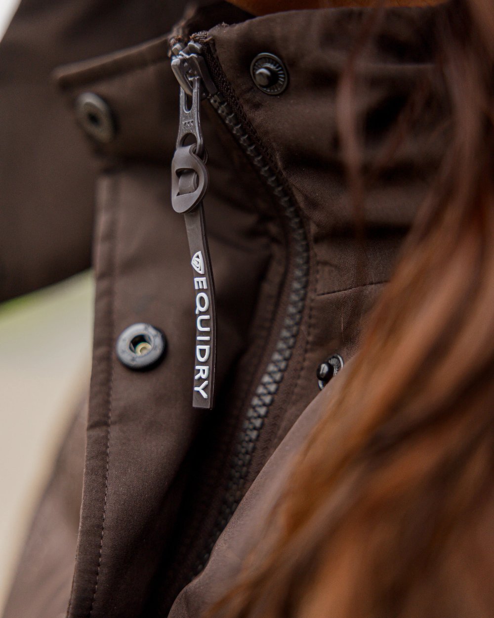 Brown Coloured Equidry Womens Talia Waterproof Puffer Jacket on outdoor background