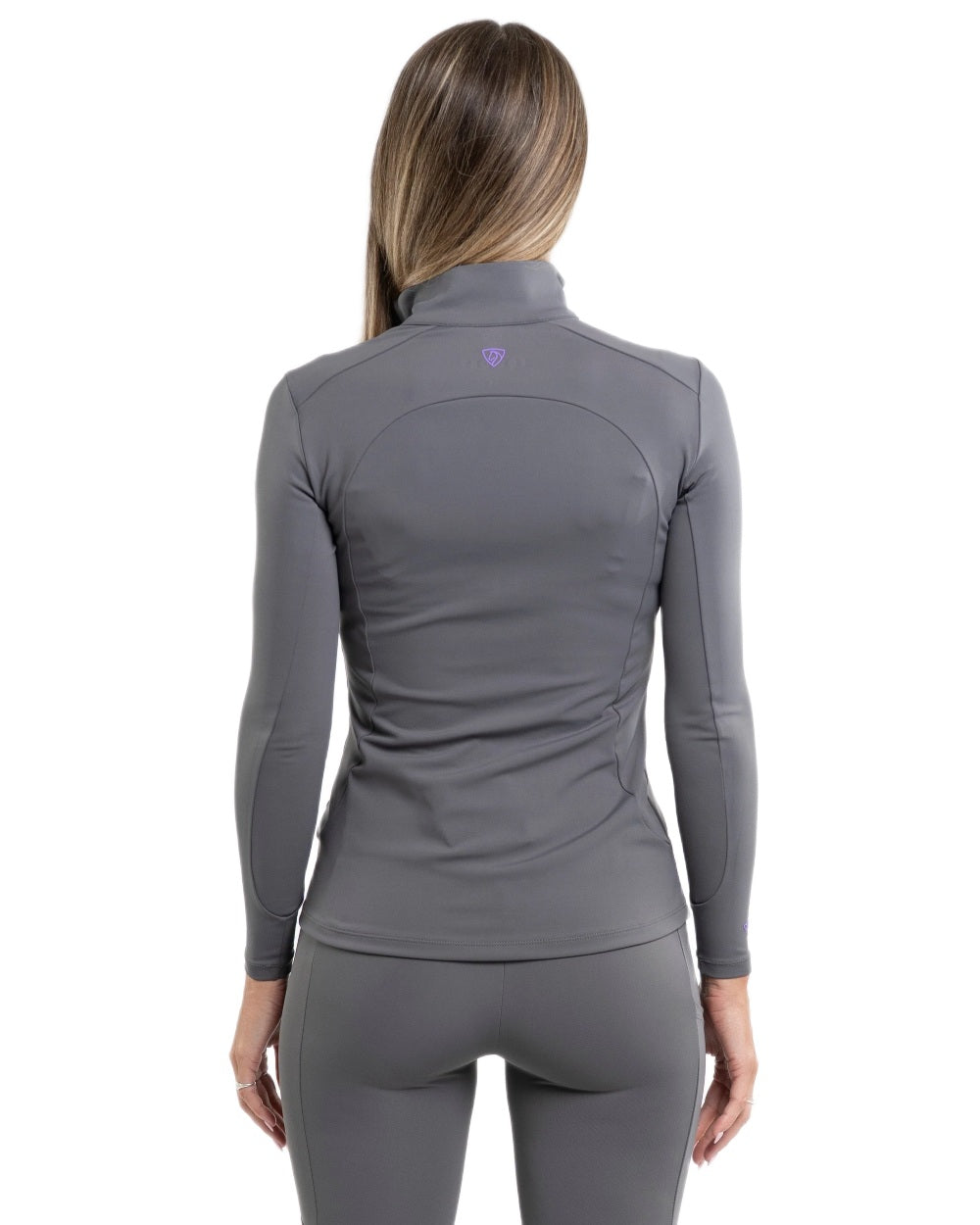 Grey Lilac Coloured Equidry Womens Water Repellent Base Layer on white background