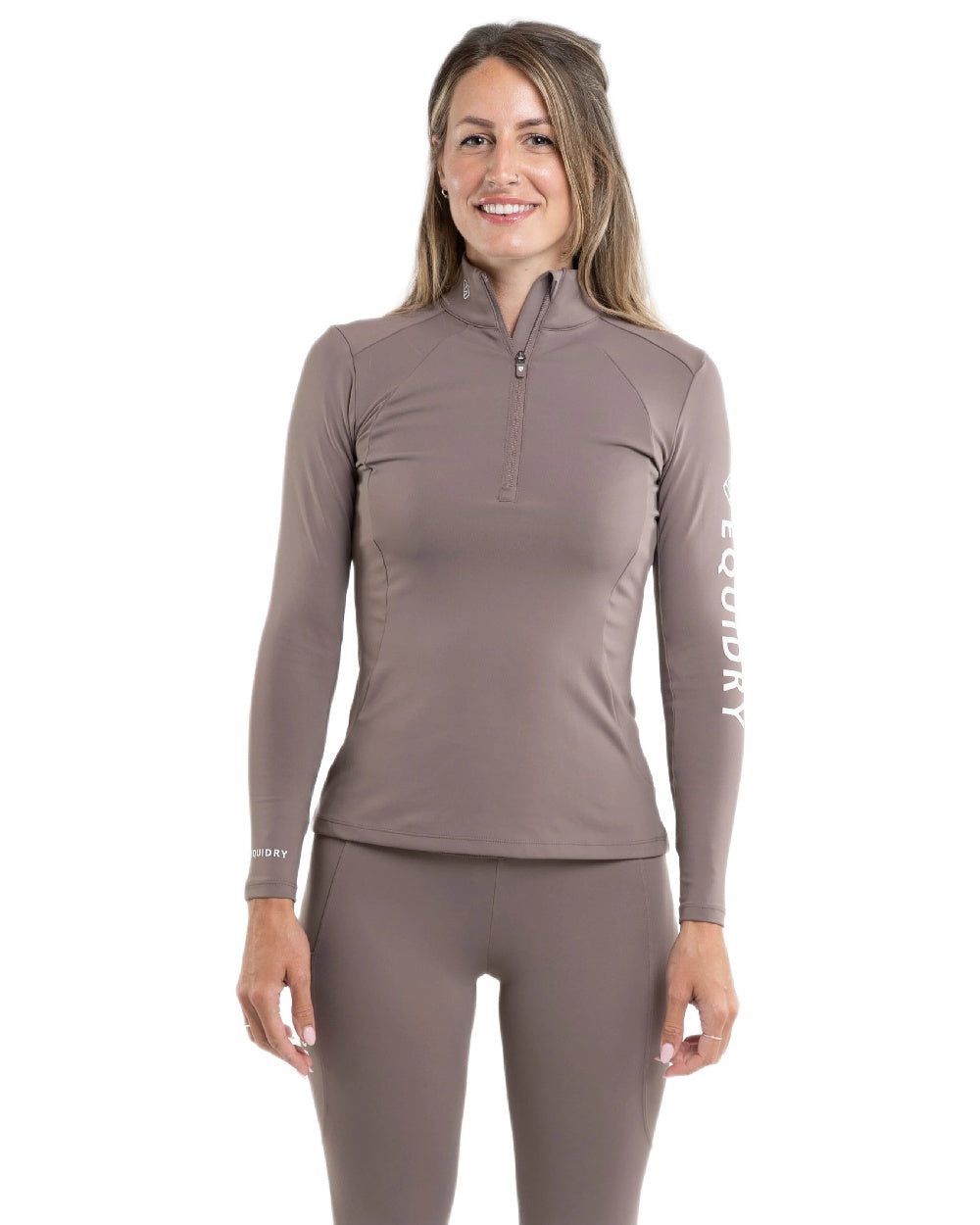 Mocha White Coloured Equidry Womens Water Repellent Base Layer on white background