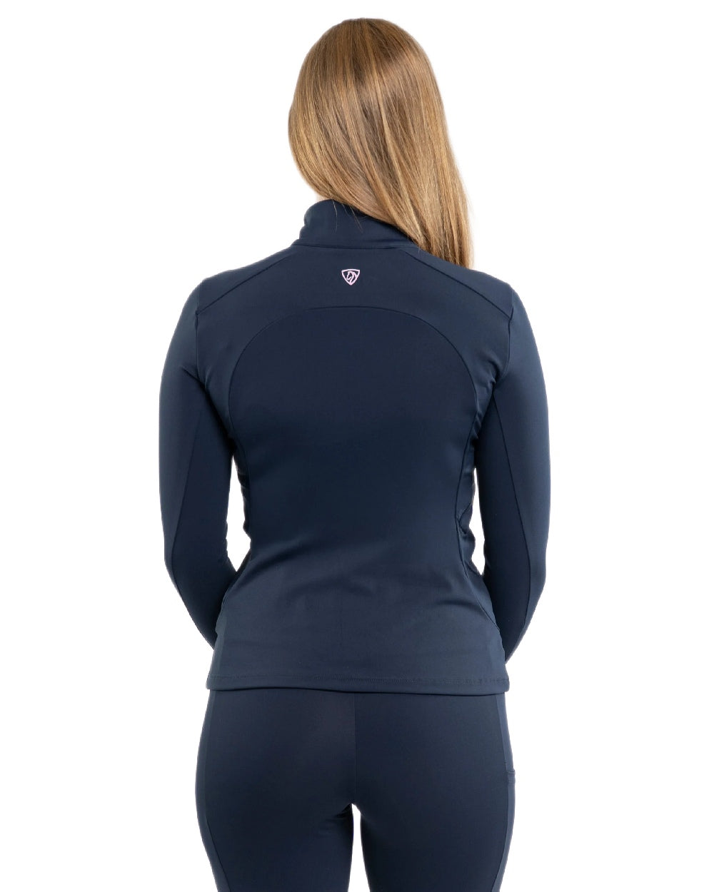 Navy Pale Pink Coloured Equidry Womens Water Repellent Base Layer on white background