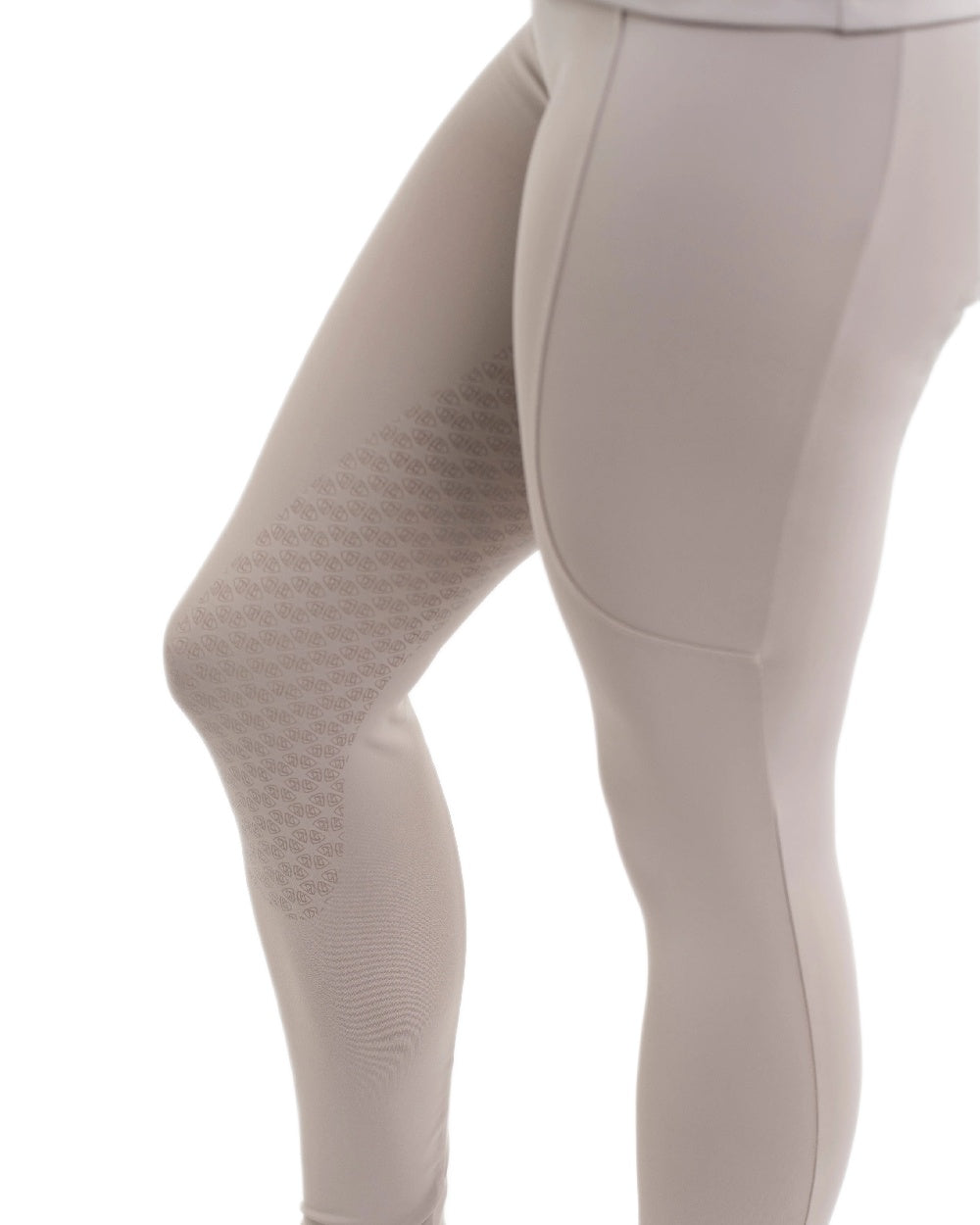 Sand White Coloured Equidry Womens Water Repellent Full Seat Leggings on white background