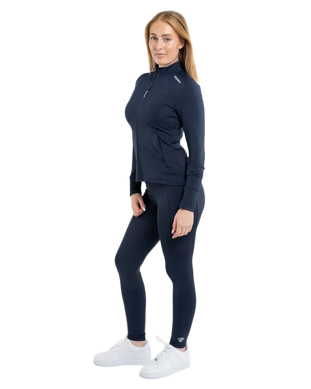 Navy White coloured Equidry Womens Water Repellent Leggings on white background