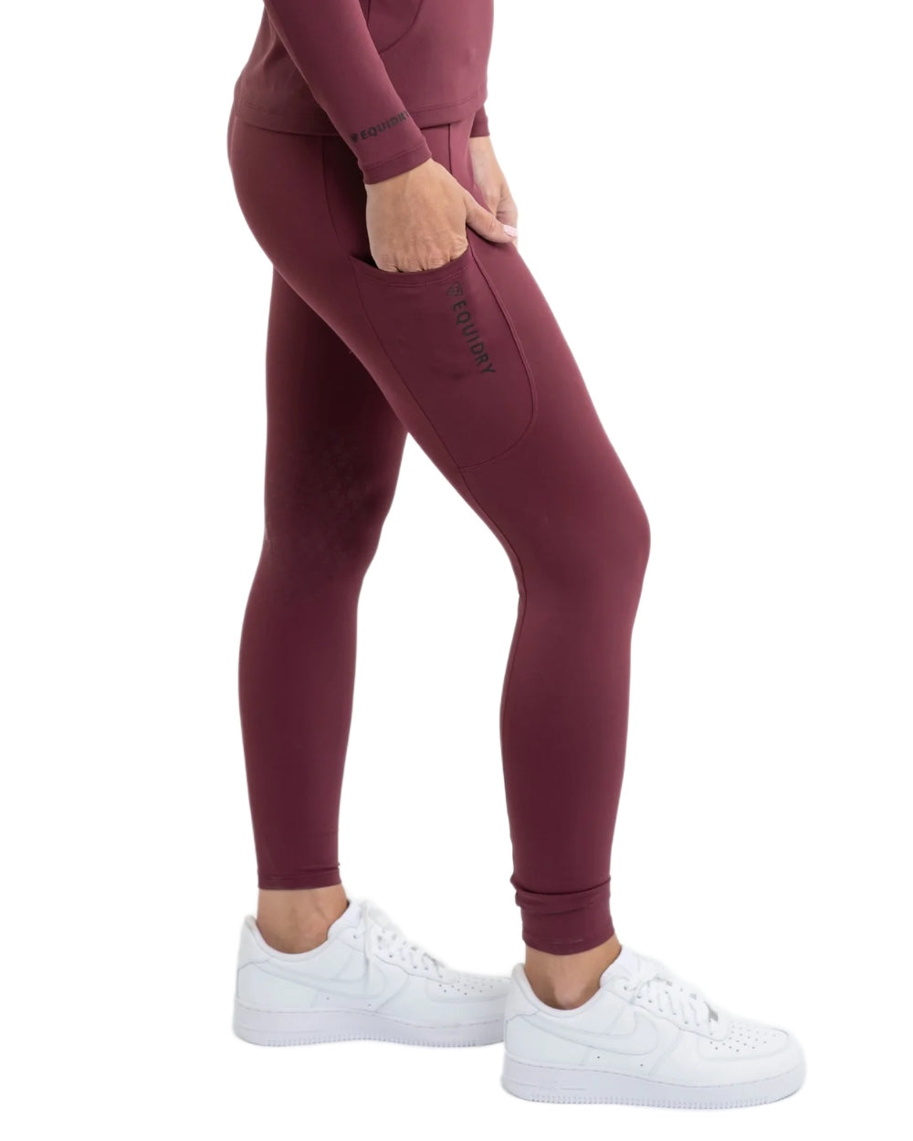 Pale Black coloured Equidry Womens Water Repellent Leggings on white background