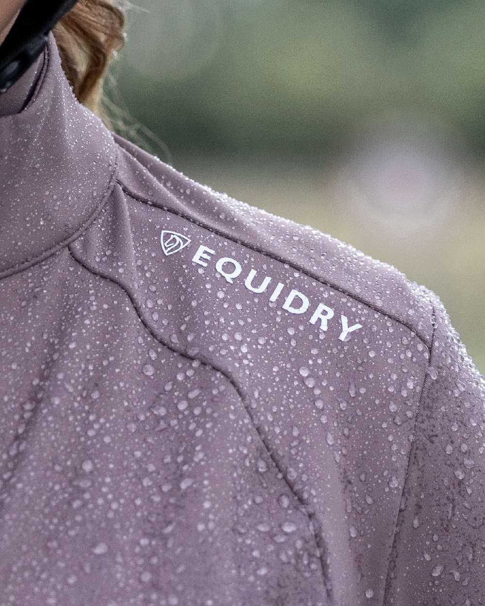 Mocha White Coloured Equidry Womens Water Repellent Zip Up Top on outdoor background