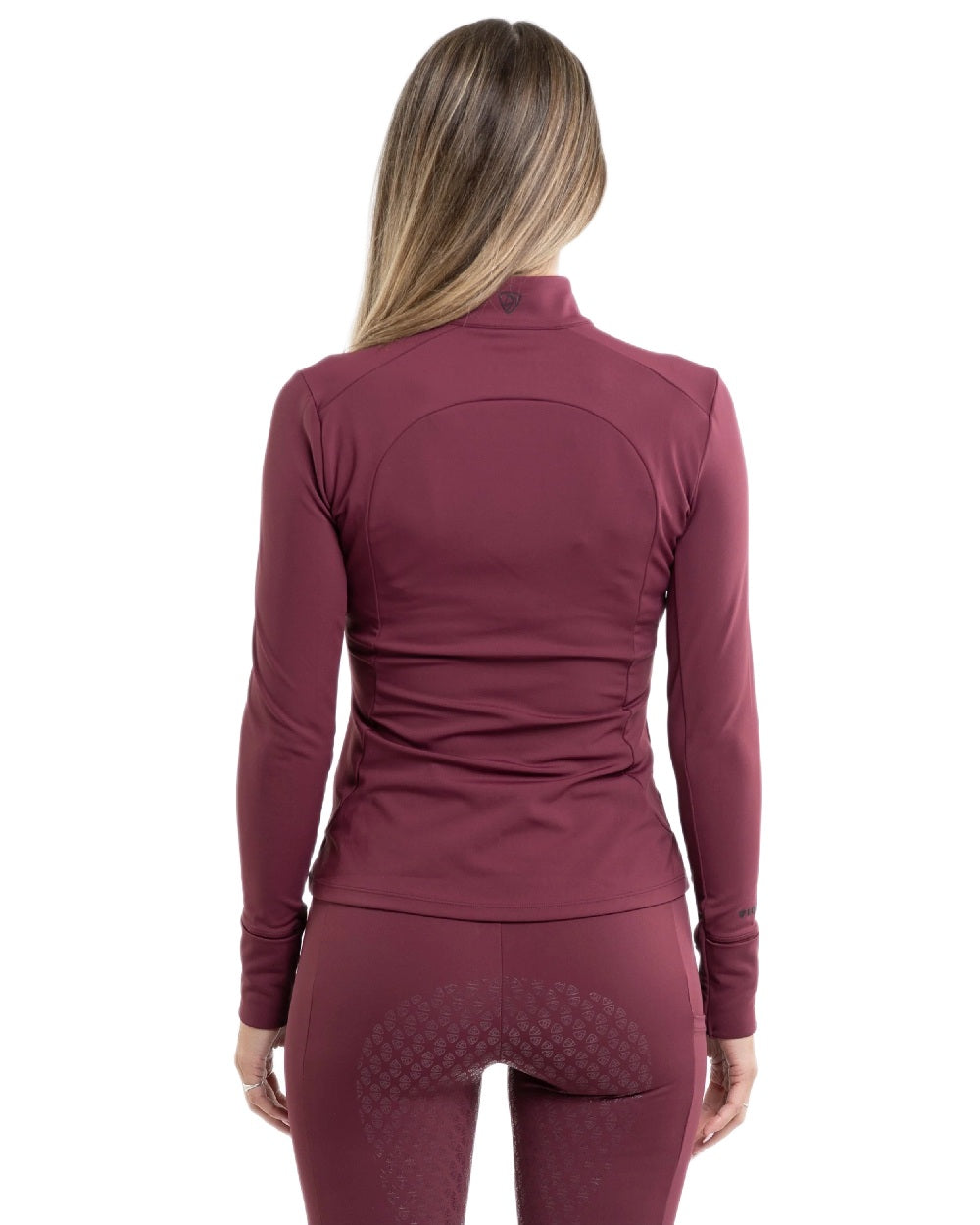 Plum Black Coloured Equidry Womens Water Repellent Zip Up Top on white background