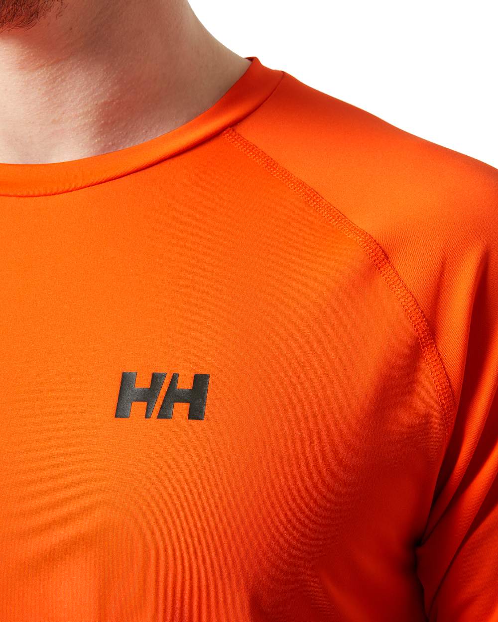 Flame coloured Helly Hansen Mens HP Ocean T-Shirt 2.0 on white background 