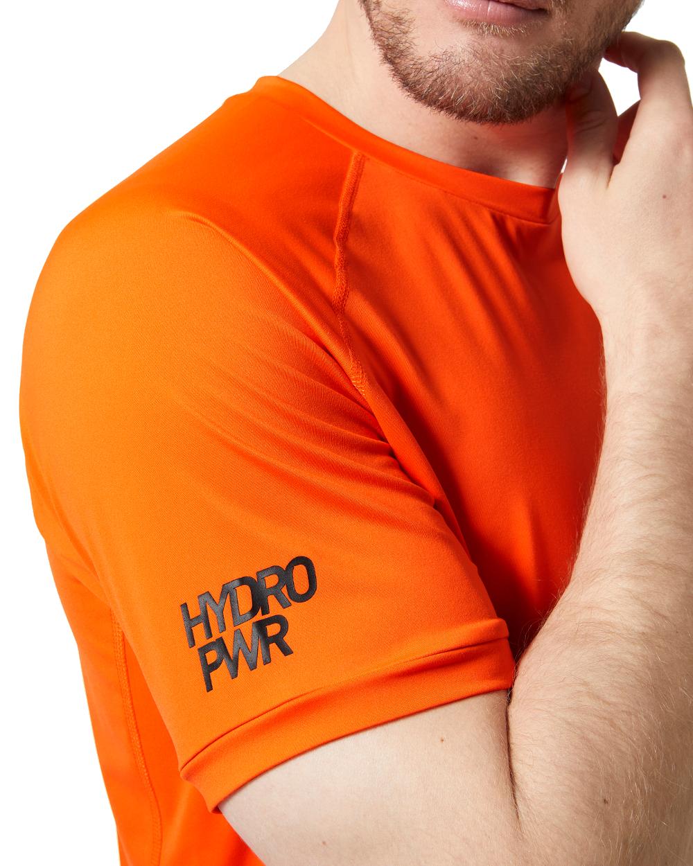 Flame coloured Helly Hansen Mens HP Ocean T-Shirt 2.0 on white background