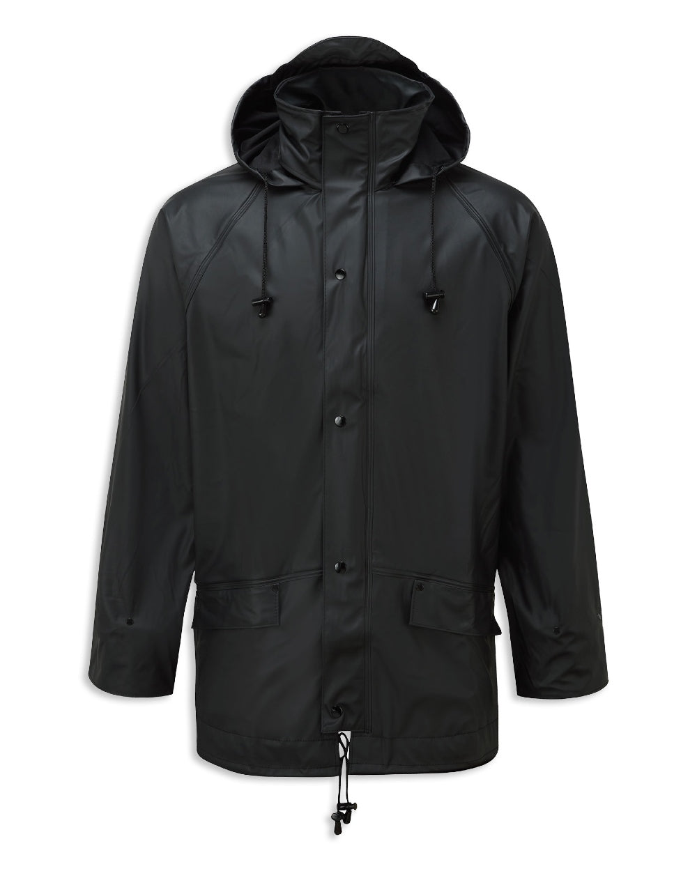 Black coloured Fort Airflex Fortex Breathable Waterproof Jacket on white background