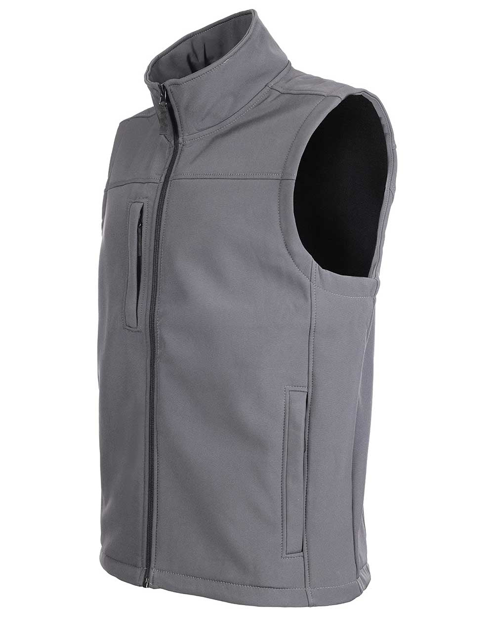 Grey coloured Fort Breckland Softshell Bodywarmer on white background