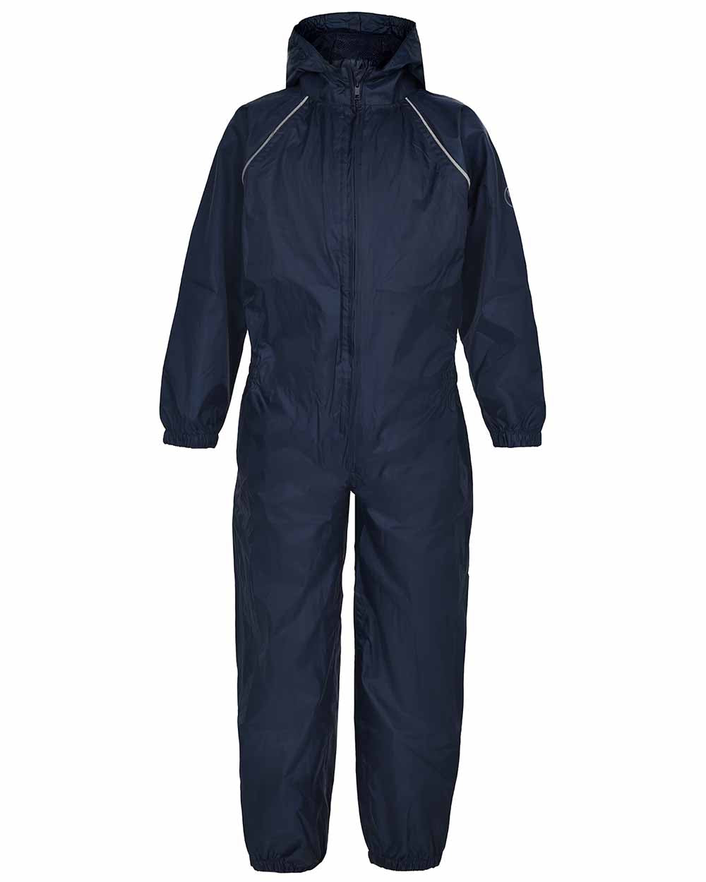 Navy coloured Fort Childrens Splashaway Rainsuit on white background