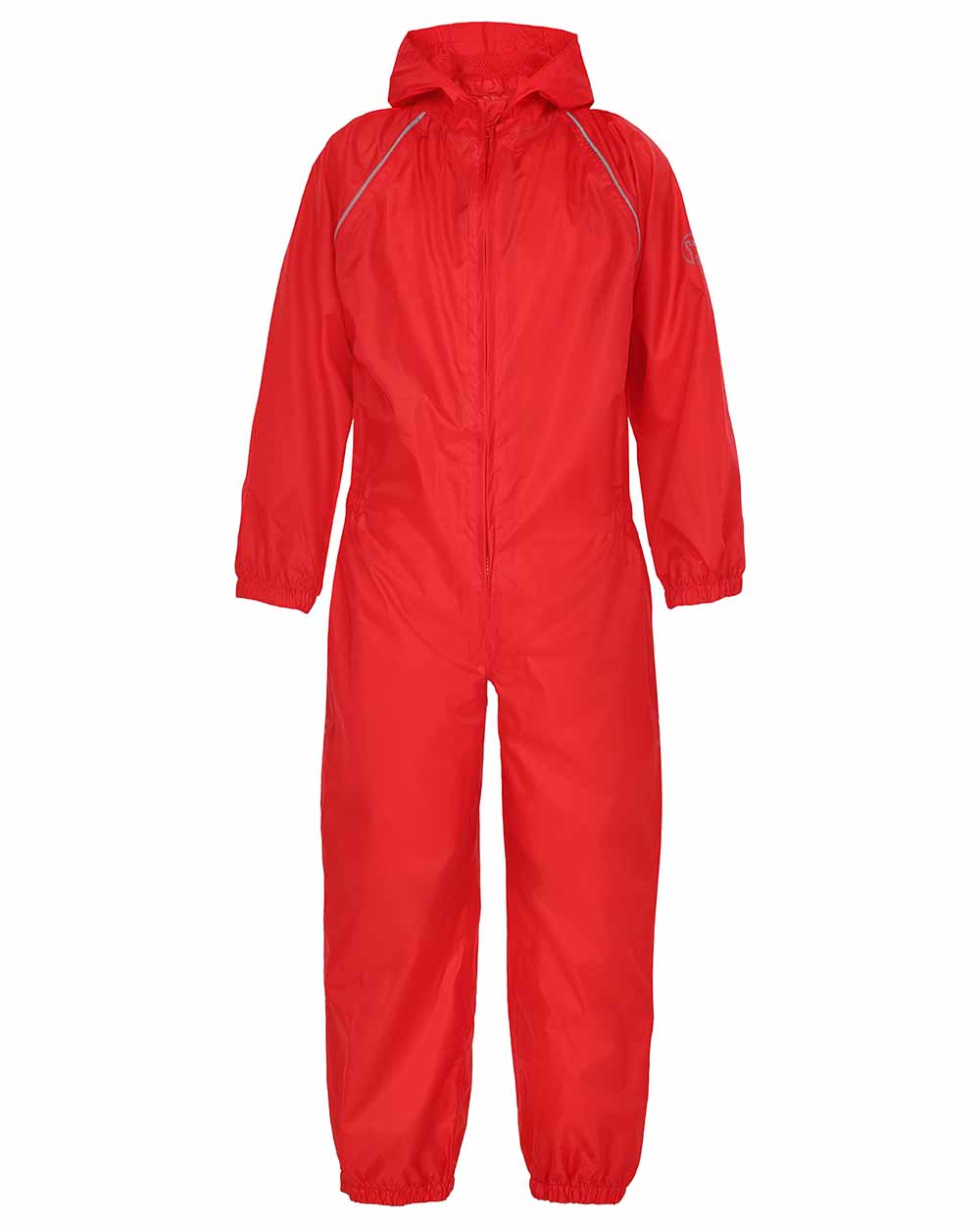 Red coloured Fort Childrens Splashaway Rainsuit on white background