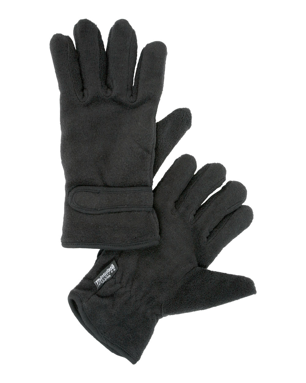 Black Coloured Fort Thinsulate Fleece Gloves on white background