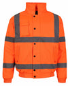 Fort Hi Vis Waterproof Bomber Jacket with reflective strips in Orange #colour_orange