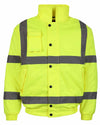 Yellow Fort Hi Vis Waterproof Bomber Jacket with reflective strips in Yellow #colour_yellow
