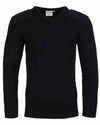 Vee Neck Military Style Jumper by Fort #colour_black