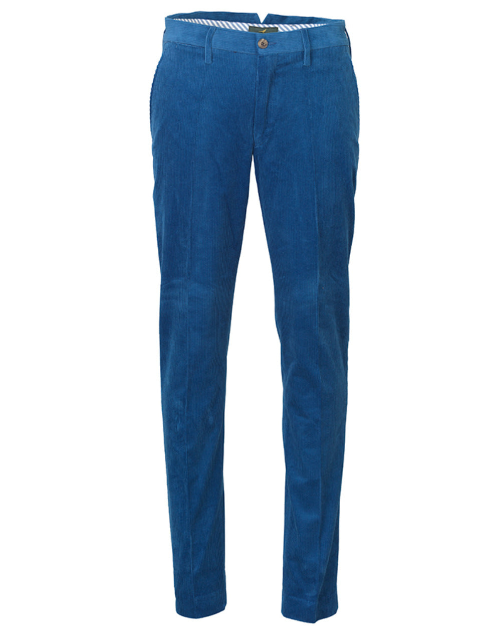 French Blue Laksen Mayfair Corduroy Trousers On A White Background