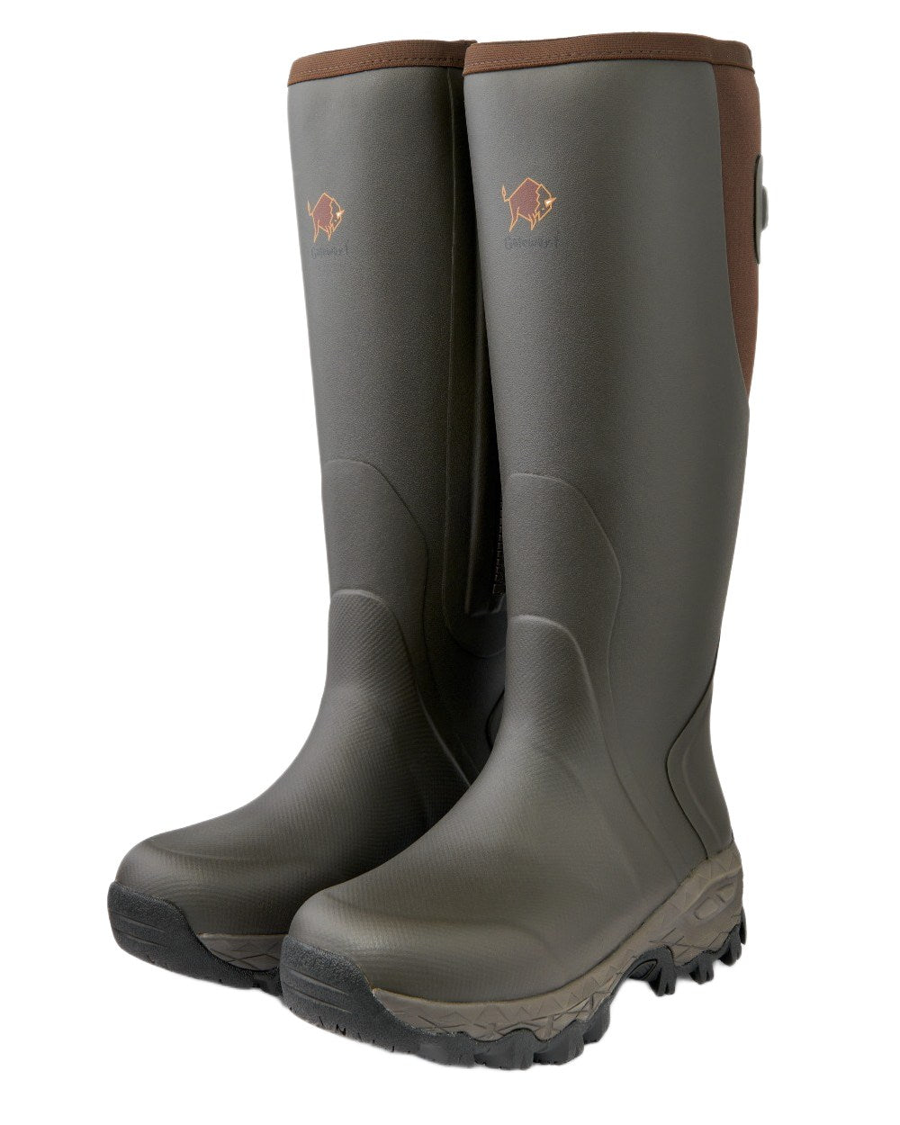 Dark Brown Coloured Gateway1 Moor Country Lady 17" 3mm Side-Zip Wellingtons on white background