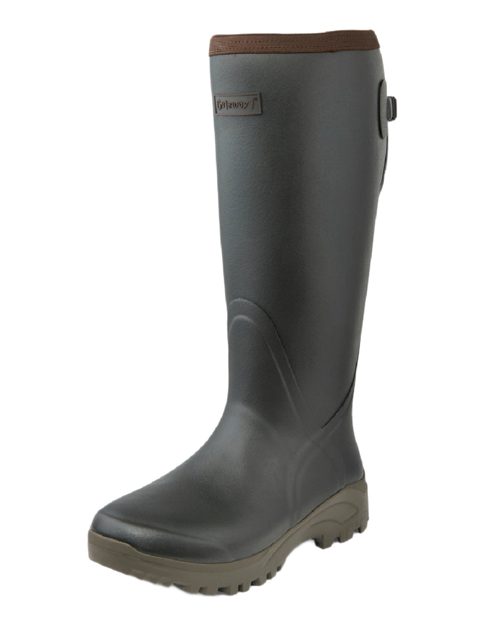 Khaki Coloured Gateway1 Sportsman II Lady 17" 4mm Wellingtons on white background