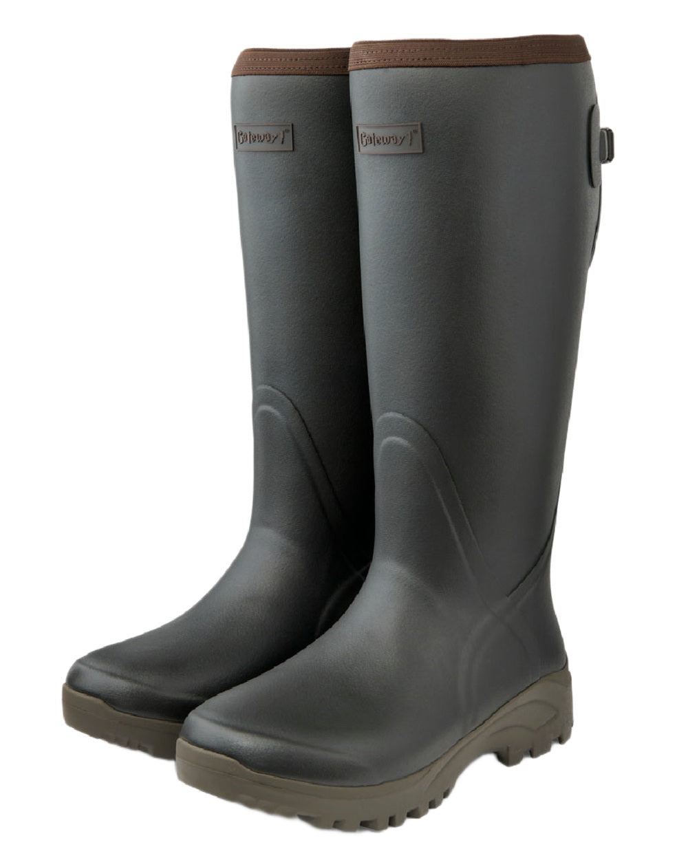 Khaki Coloured Gateway1 Sportsman II Lady 17" 4mm Wellingtons on white background