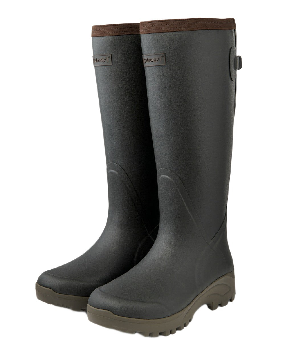 Khaki Coloured Gateway1 Sportsman II Lady 17" Wellingtons on white background