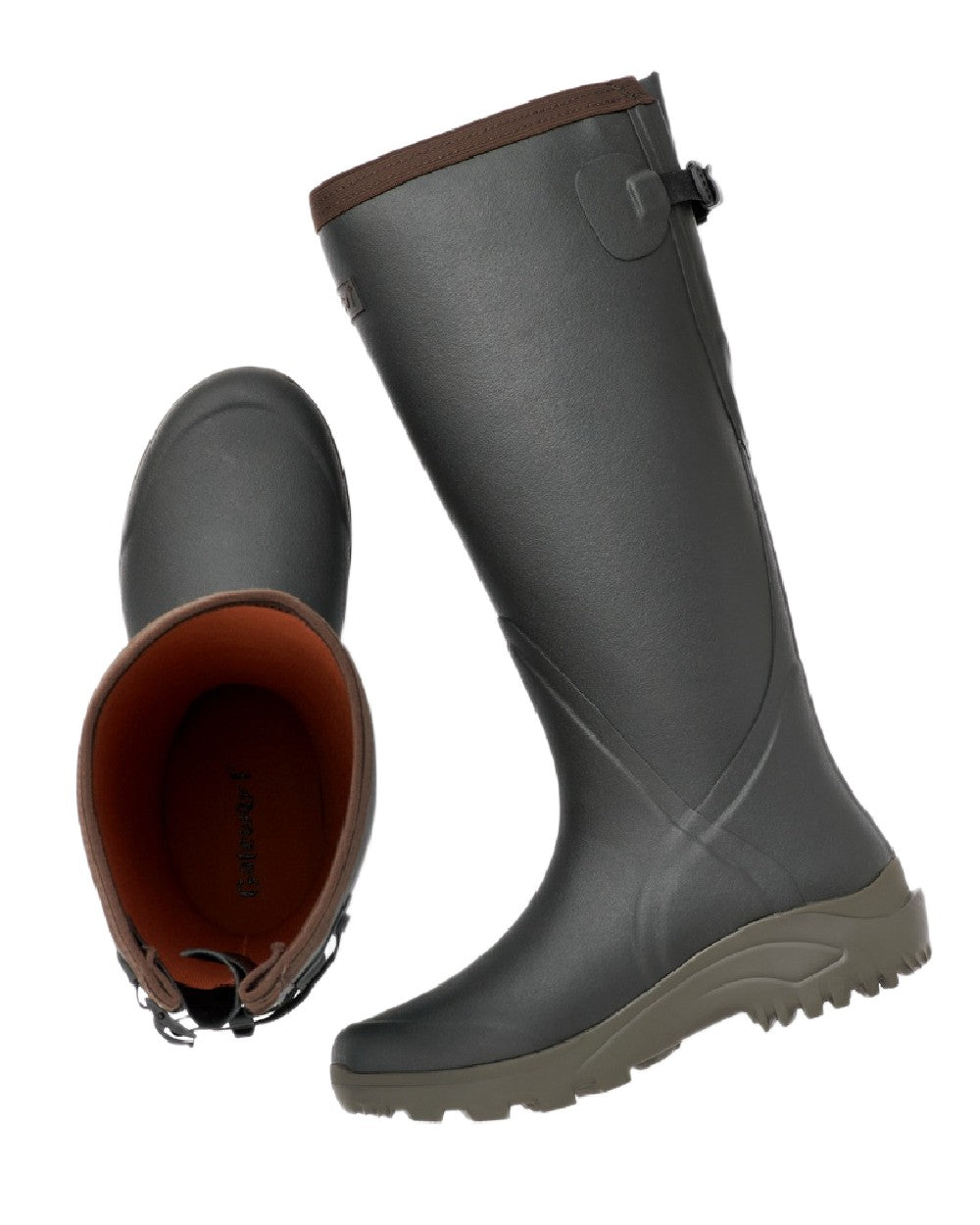 Khaki Coloured Gateway1 Sportsman II Lady 17" Wellingtons on white background