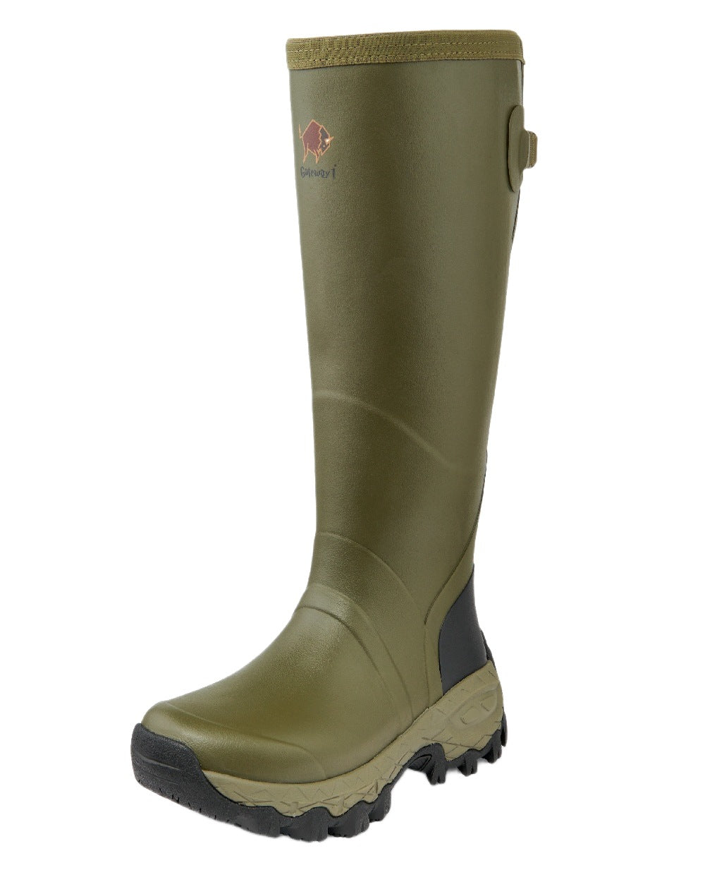Olive Coloured Gateway1 Woodstalker Lady 17" Wellingtons on white background