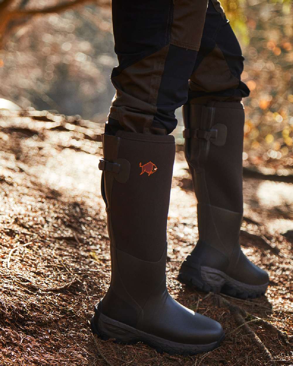 Dark Brown coloured Gateway1 Woodwalker Lady 17" 4mm Wellingtons on outdoor background