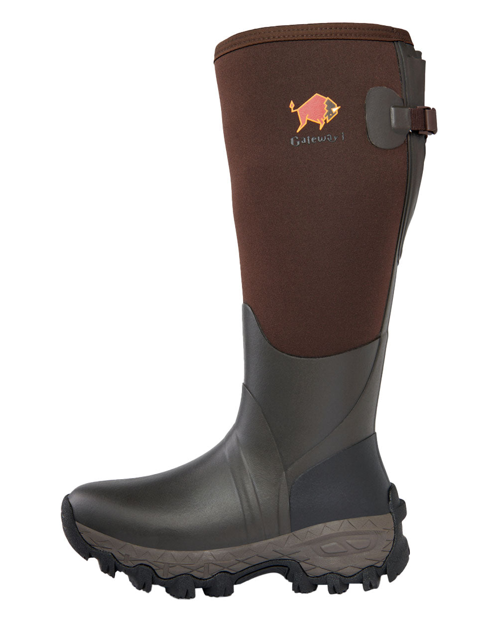 Dark Brown coloured Gateway1 Woodwalker Lady 17" 4mm Wellingtons on White background