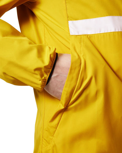 Gold Rush coloured Helly Hansen Mens Salt Striped Windbreaker Jacket on white background 