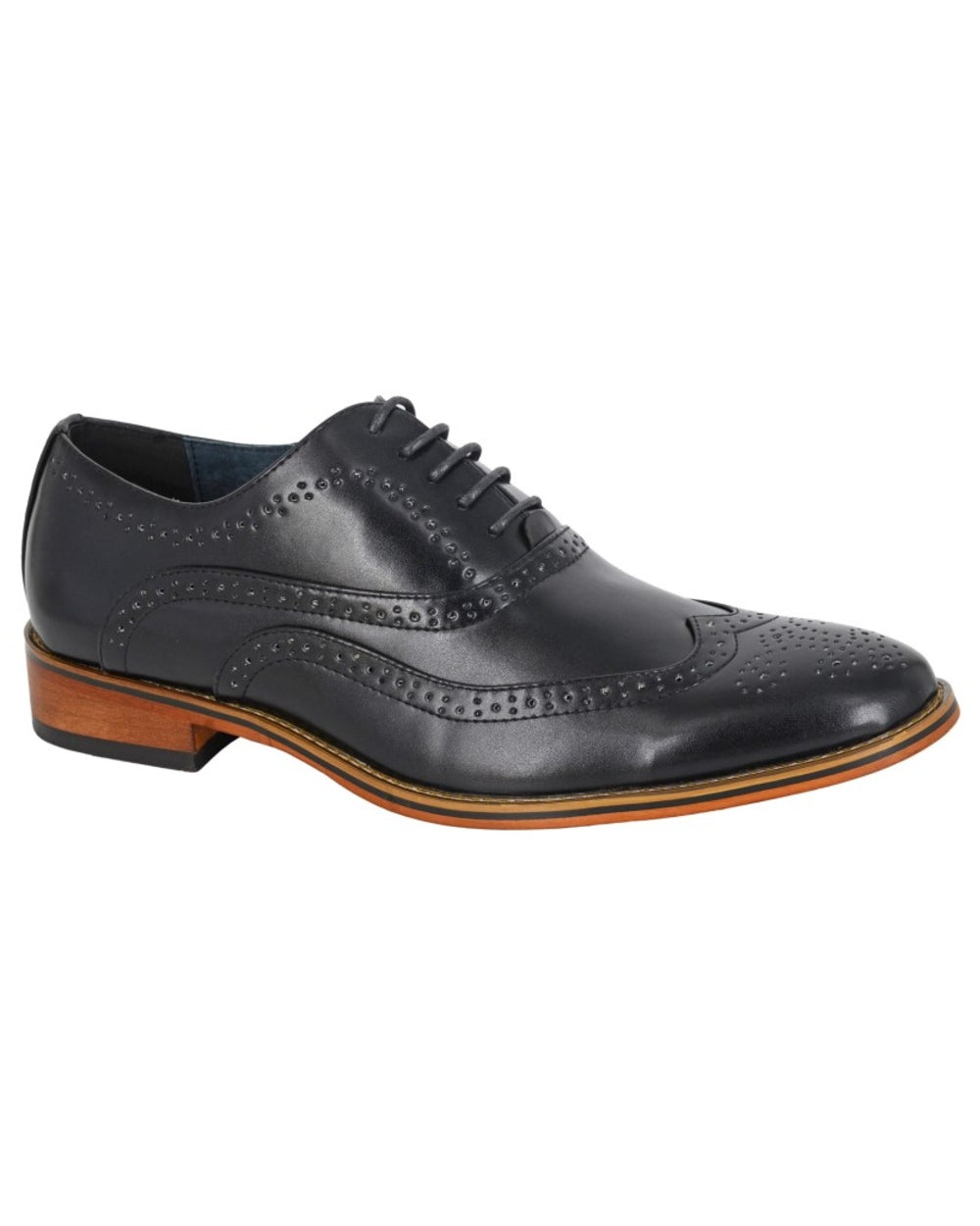 Black coloured Goor Mens 5 Eyelet Brogue Oxford Shoes on white background