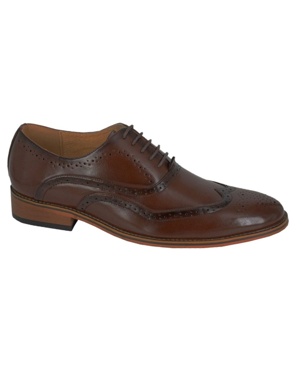 Brown coloured Goor Mens 5 Eyelet Brogue Oxford Shoes on white background