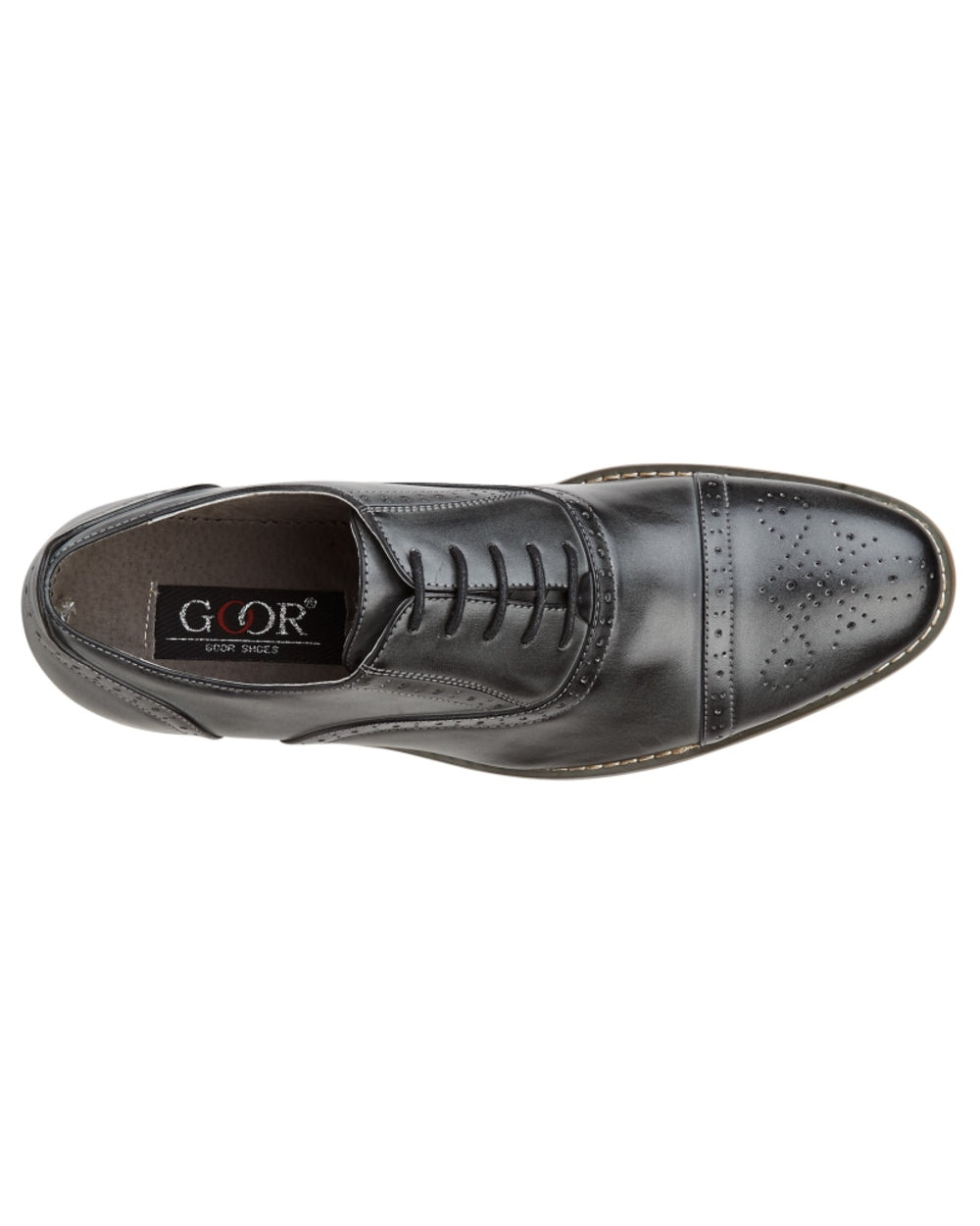 Black coloured Goor Mens Leather Capped Lace Oxford Brogue Shoes on white background