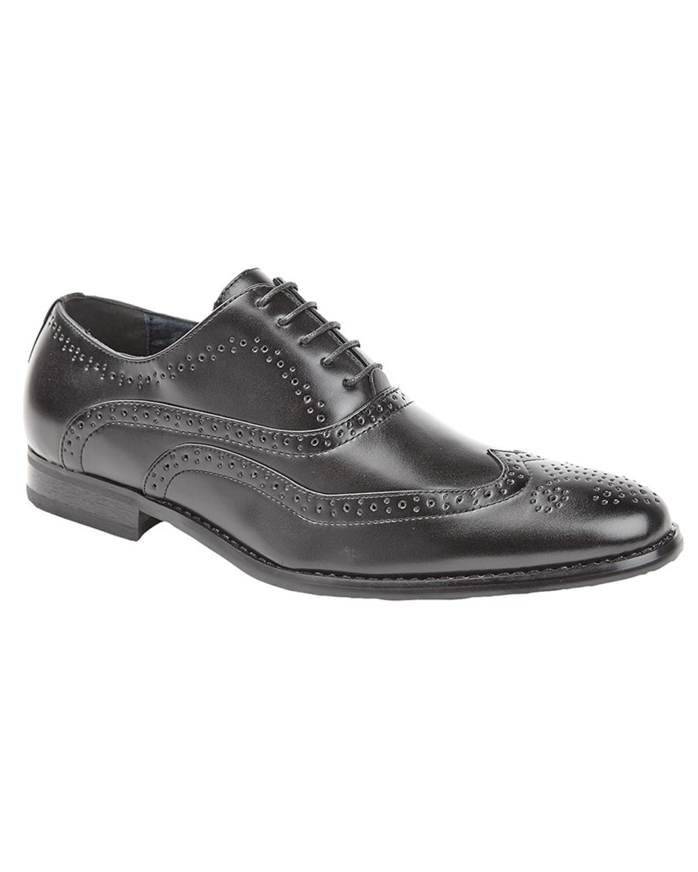 Black coloured Goor Mens PU 5 Eye Brogue Oxford Shoes on white background