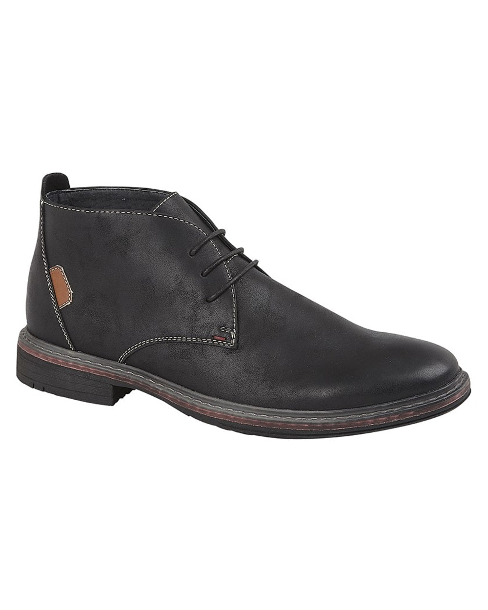 Black coloured Goor Mens Synthetic Nubuck 3 Eye Desert Boots on white background