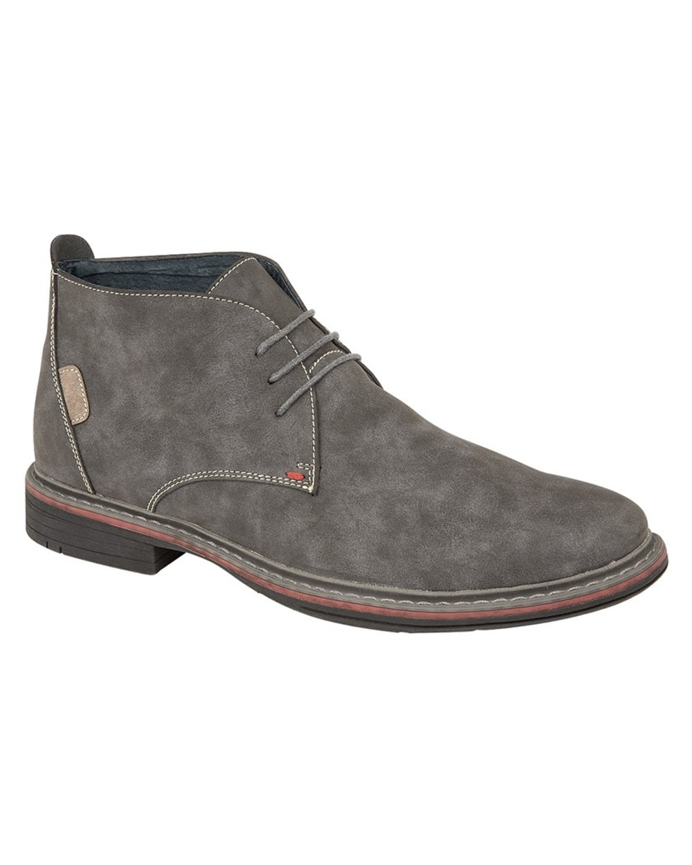 Grey coloured Goor Mens Synthetic Nubuck 3 Eye Desert Boots on white background