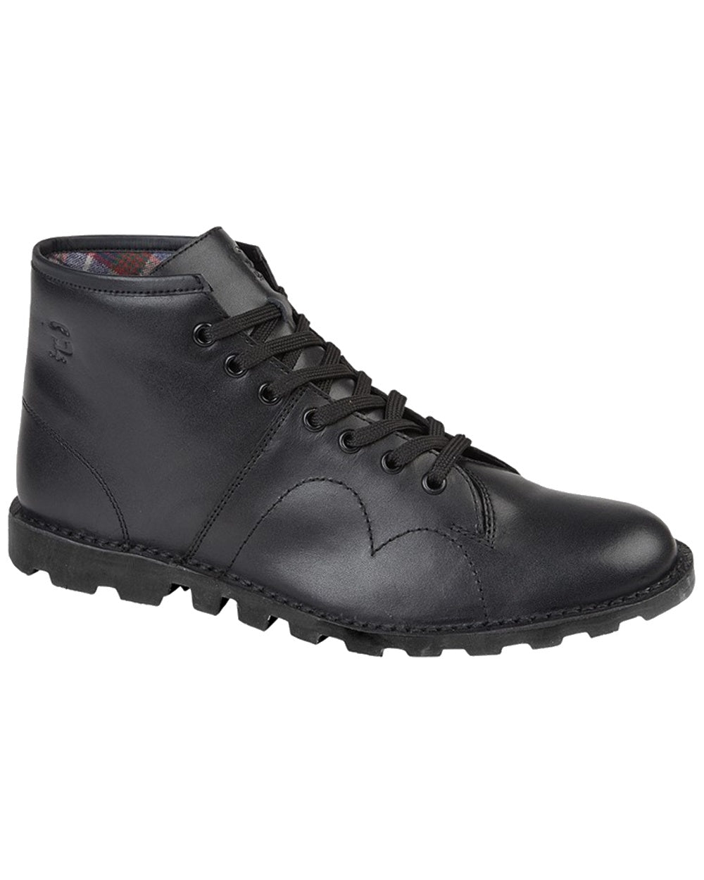 Black coloured Grafters Heritage Monkey Boots on white background