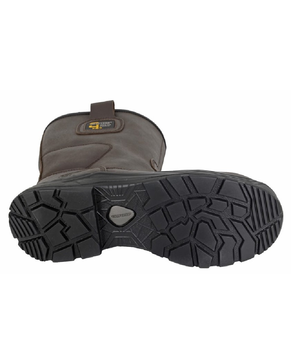 Brown coloured Grafters Mens Waterproof Safety Rigger Boots on white background