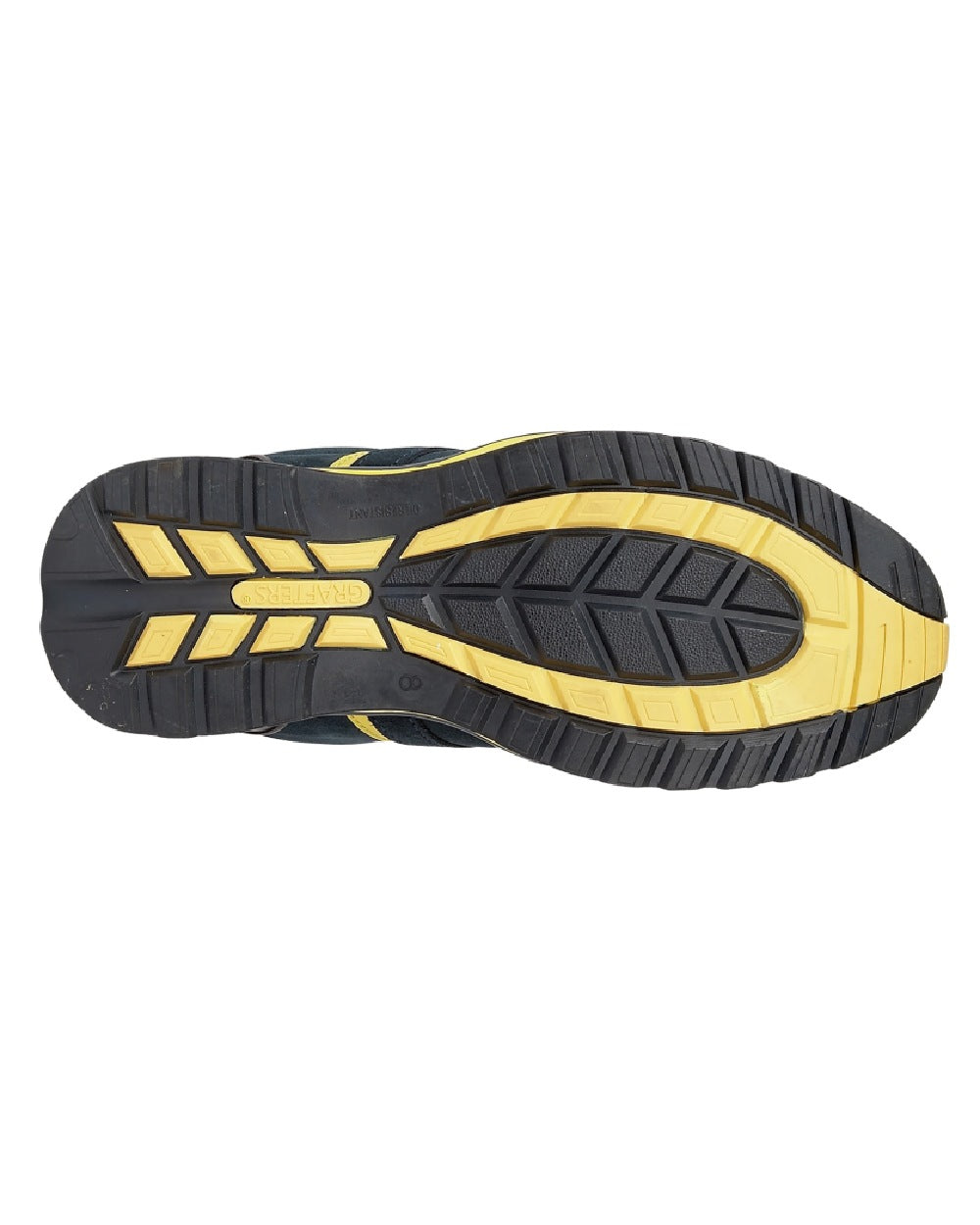 Navy Blue Yellow coloured Grafters Safety Toe Cap Trainer Shoes on white background
