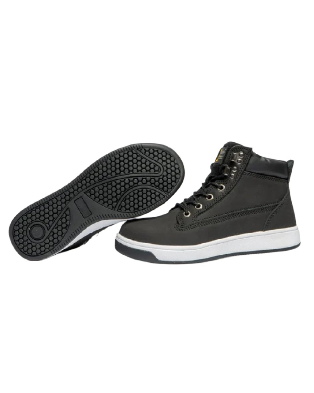 Black coloured Grafters Safety Trainer Boots on white ackground