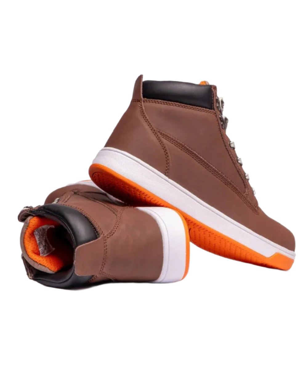 Brown coloured Grafters Safety Trainer Boots on white ackground